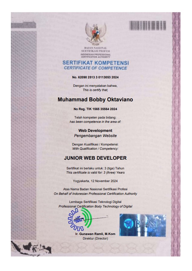 BNSP Junior Web Developer